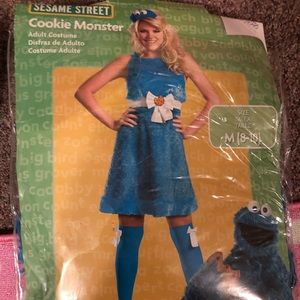 Womens Sesame Street Cookie Monster Costume M 8-10